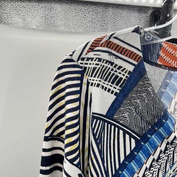 Chico's Womens V-Neck 3/4 Sleeve Multicolor Blouse Size Medium Colorful - Picture 3 of 11